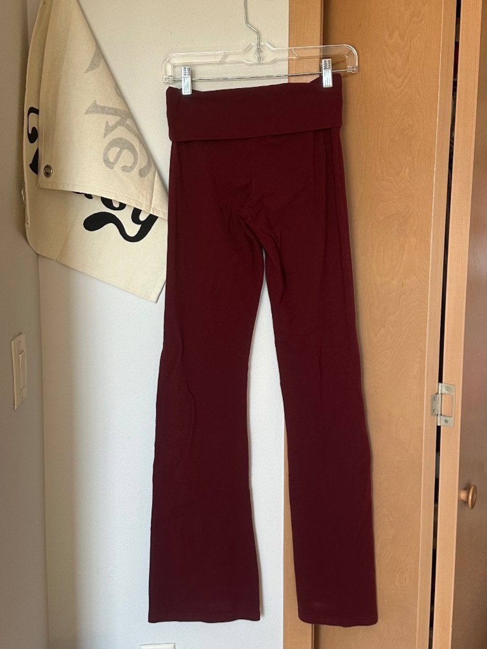 Brandy Melville Fold Over Flare Leggings Burgundy